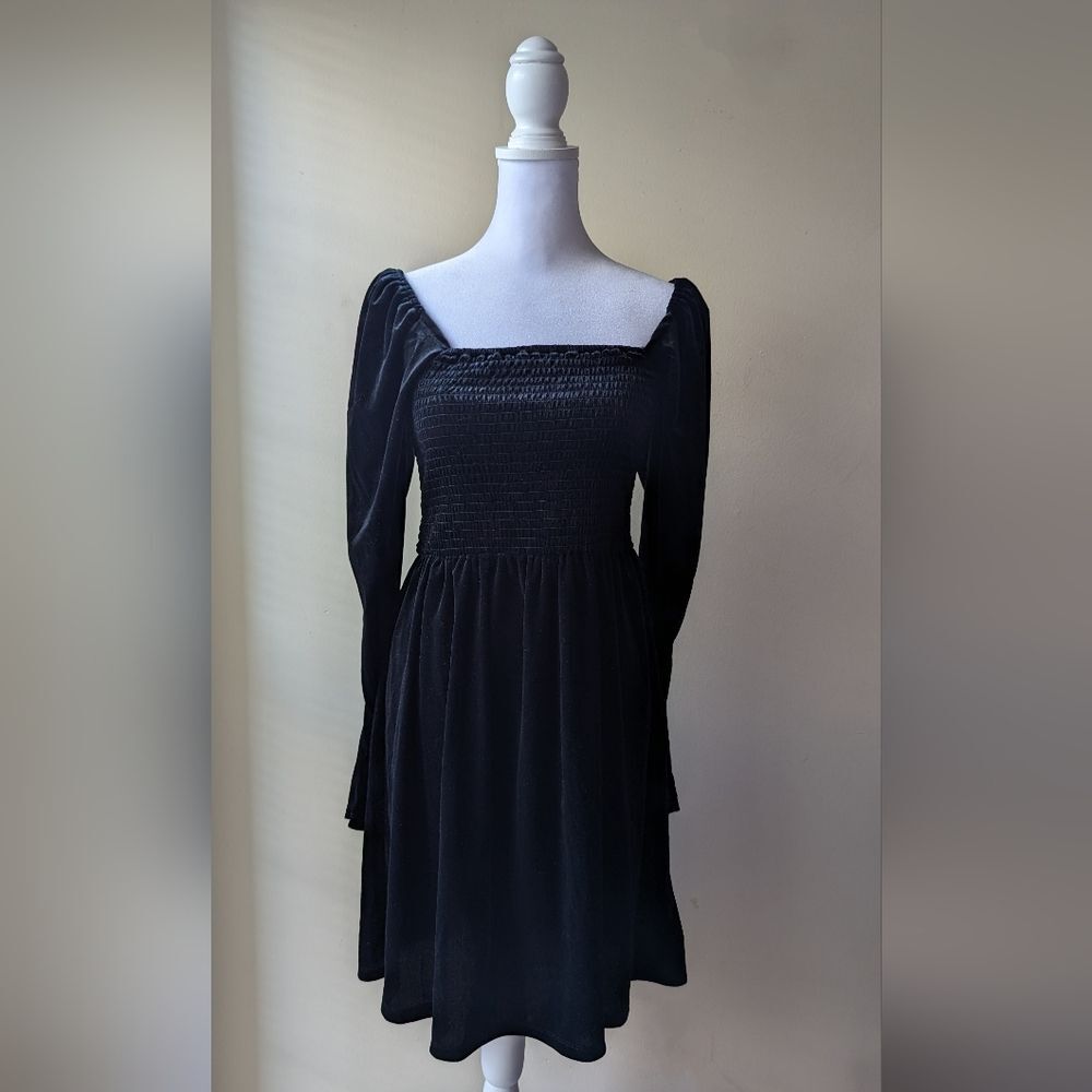 Gap Velvet Long Sleeve Dress Black NWT Medium Tall